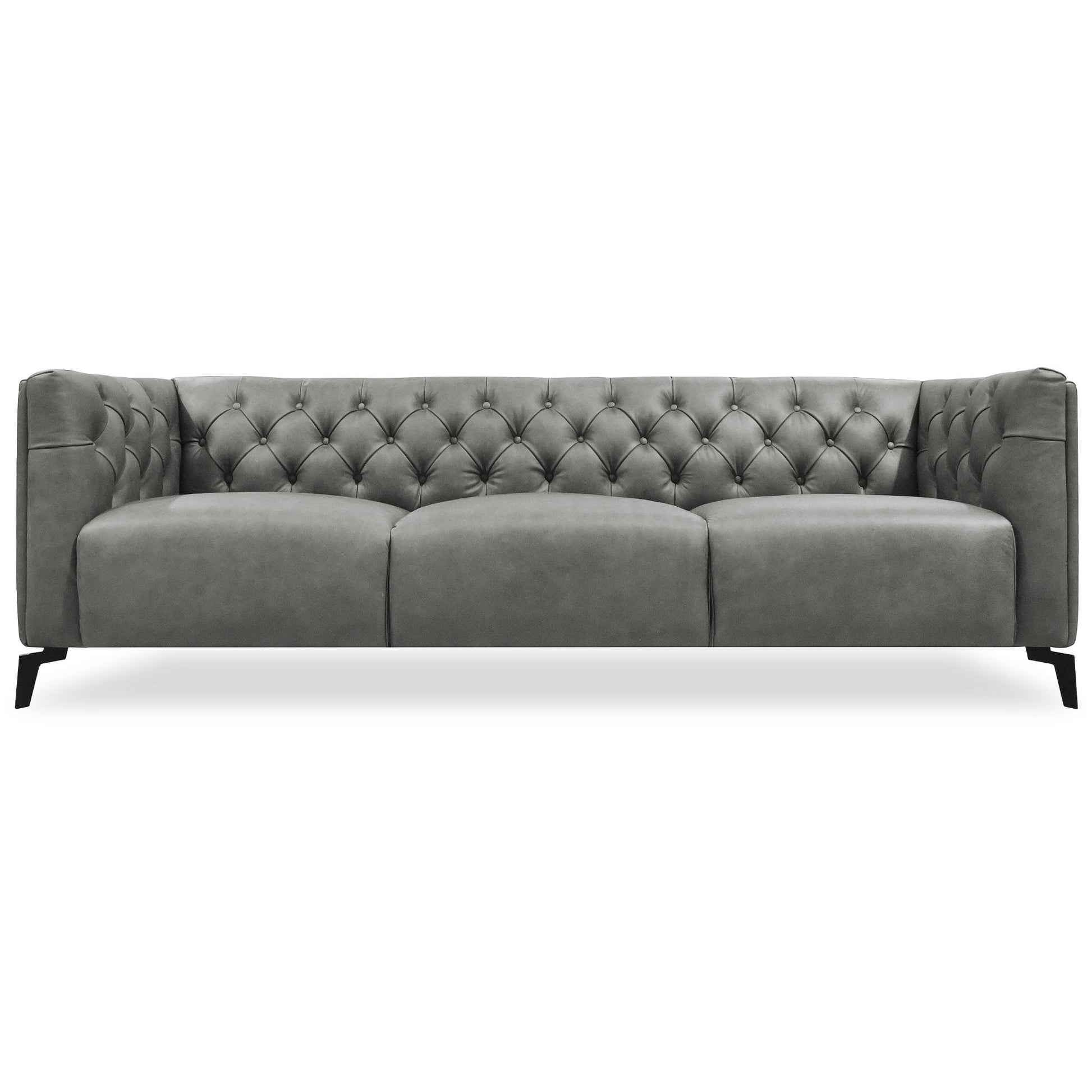 Luxe Genuine Forli Leather Sofa 3.5 Seater Upholstered Lounge Couch - Dark Grey - Cosy Abode