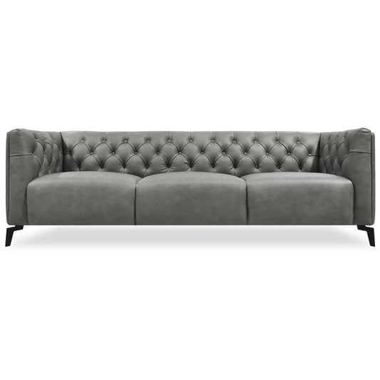 Luxe Genuine Forli Leather Sofa 3.5 Seater Upholstered Lounge Couch - Dark Grey - Cosy Abode