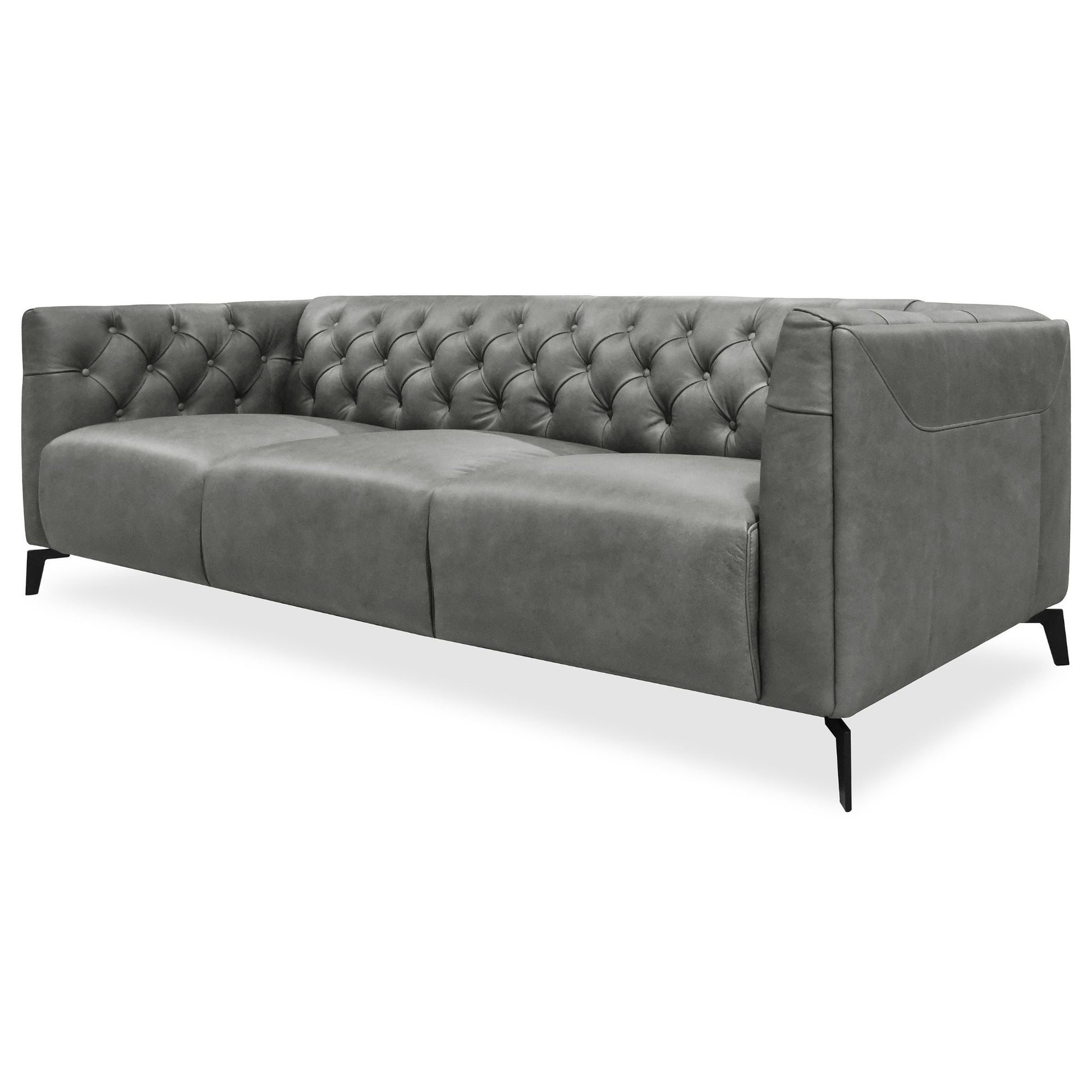 Luxe Genuine Forli Leather Sofa 3.5 Seater Upholstered Lounge Couch - Dark Grey - Cosy Abode