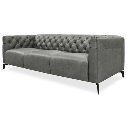 Luxe Genuine Forli Leather Sofa 3.5 Seater Upholstered Lounge Couch - Dark Grey - Cosy Abode