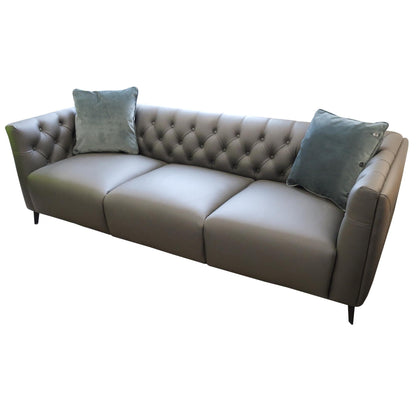Luxe Genuine Forli Leather Sofa 3.5 Seater Upholstered Lounge Couch - Dark Grey - Cosy Abode