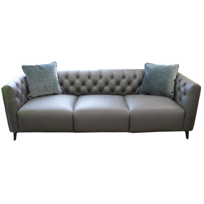 Luxe Genuine Forli Leather Sofa 3.5 Seater Upholstered Lounge Couch - Dark Grey - Cosy Abode