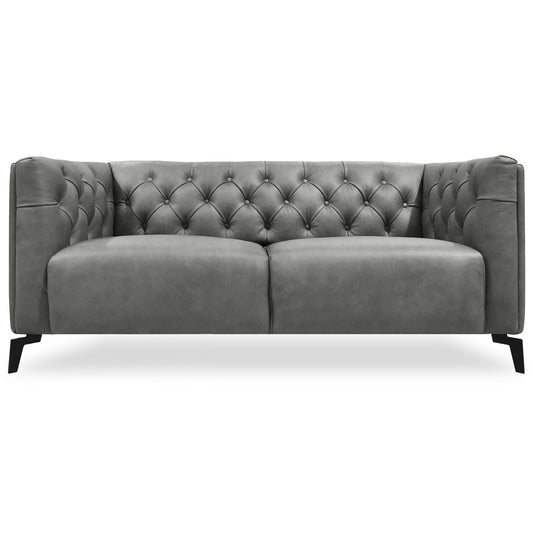 Luxe Genuine Forli Leather Sofa 2.5 Seater Upholstered Lounge Couch - Dark Grey - Cosy Abode