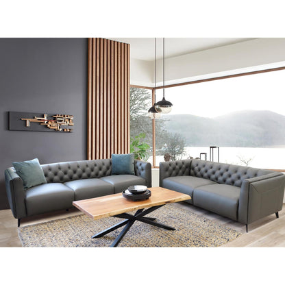 Luxe Genuine Forli Leather Sofa 2.5 Seater Upholstered Lounge Couch - Dark Grey - Cosy Abode