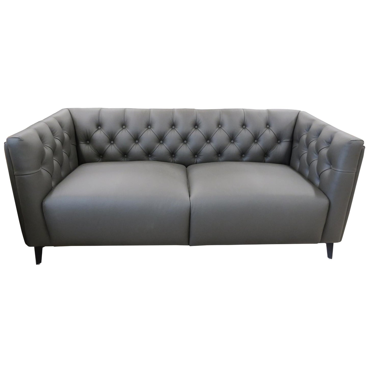 Luxe Genuine Forli Leather Sofa 2.5 Seater Upholstered Lounge Couch - Dark Grey - Cosy Abode