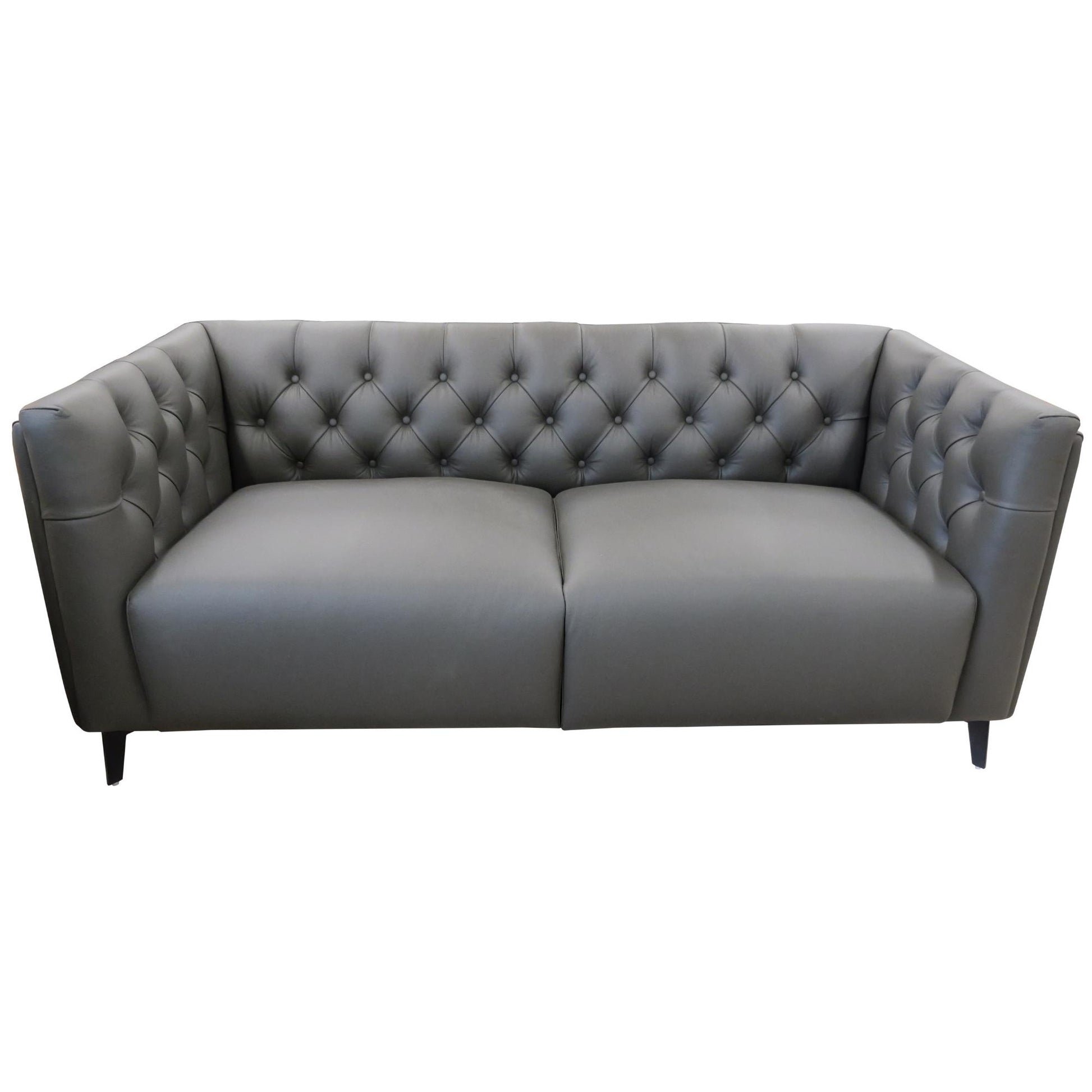 Luxe Genuine Forli Leather Sofa 2.5 Seater Upholstered Lounge Couch - Dark Grey - Cosy Abode