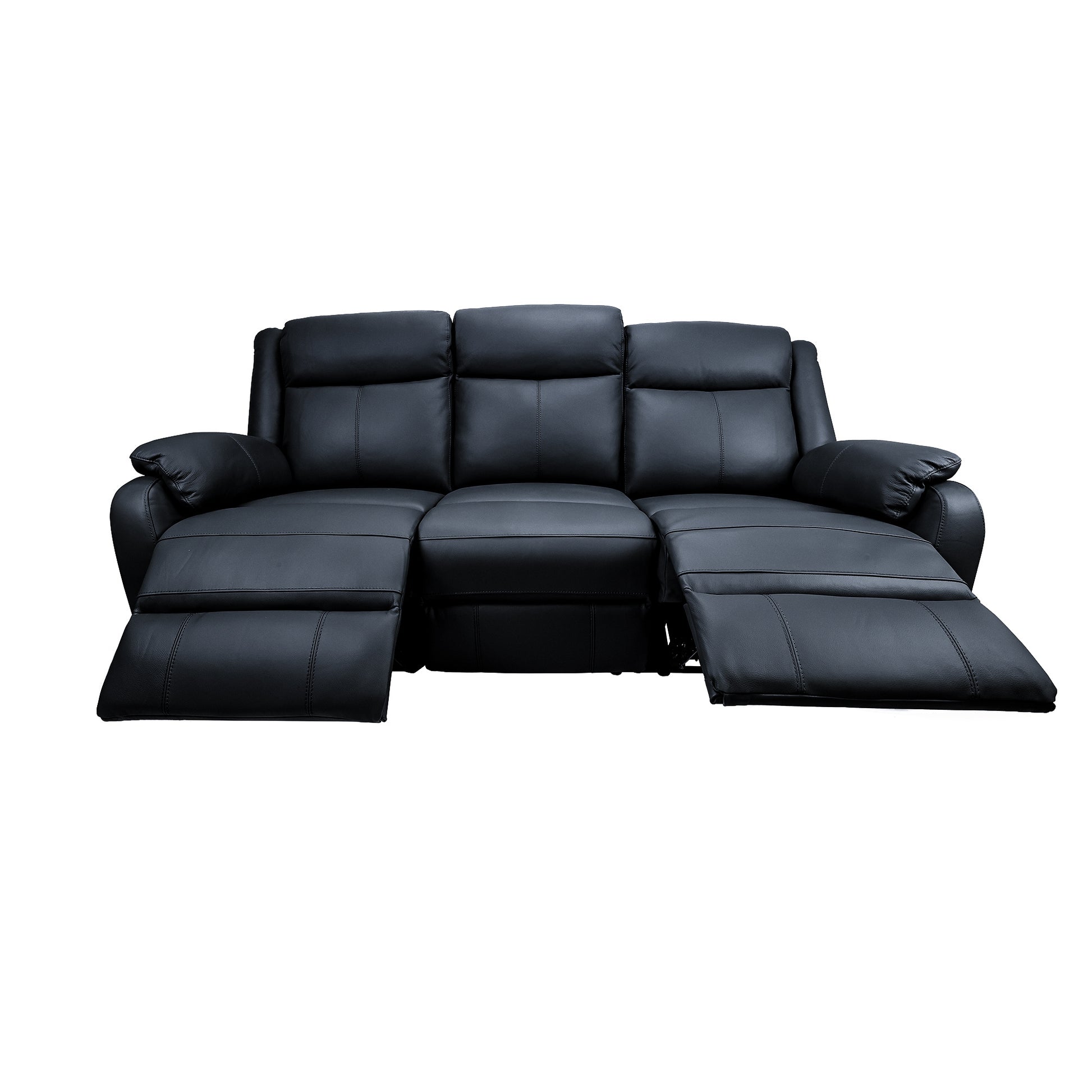 Bella 3+1+1 Seater Electric Recliner Genuine Leather Upholstered Lounge - Black - Cosy Abode