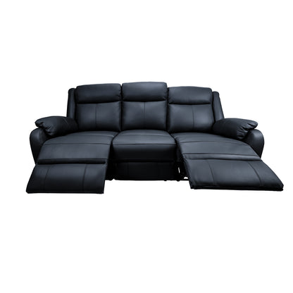 Bella 3+1+1 Seater Electric Recliner Genuine Leather Upholstered Lounge - Black - Cosy Abode