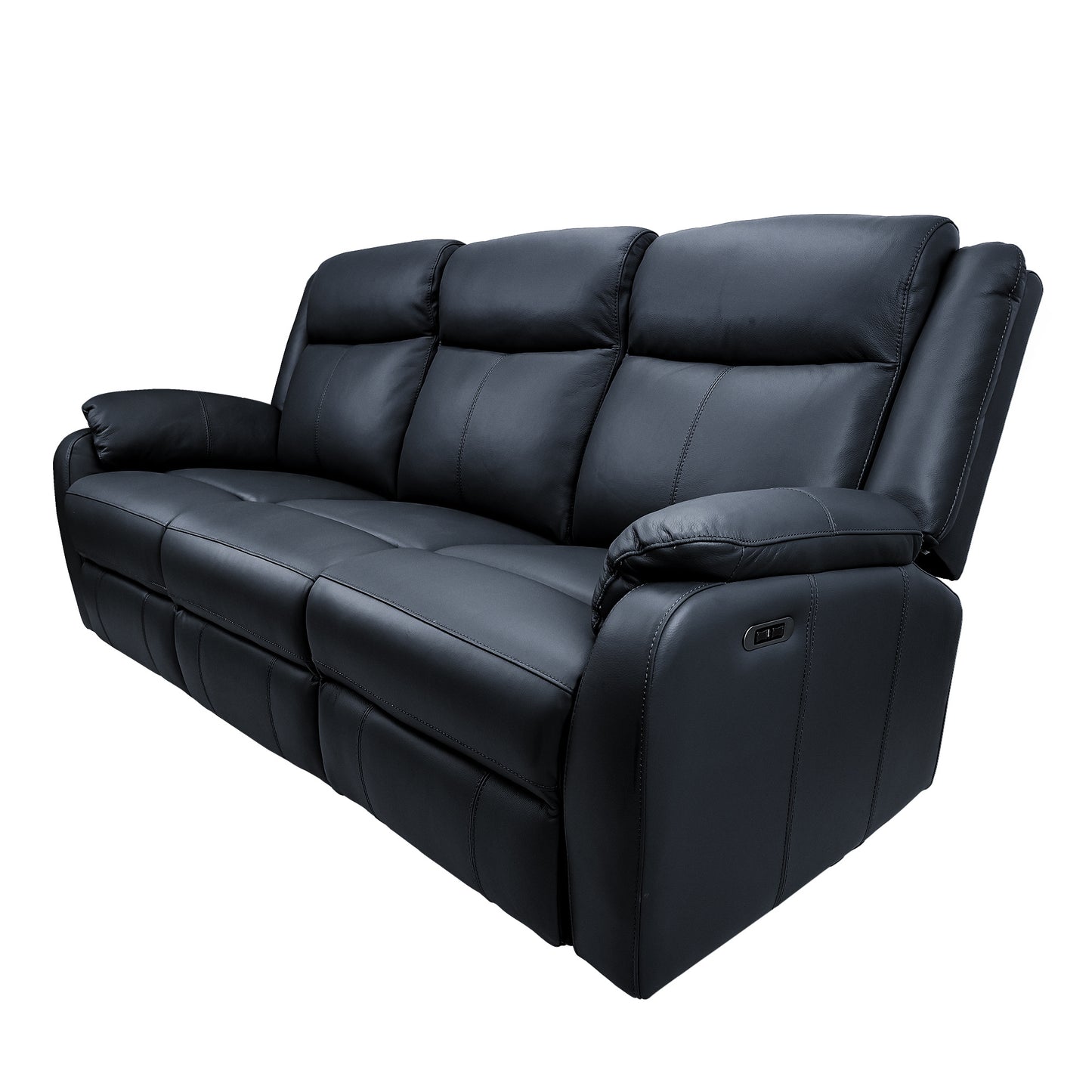 Bella 3+1+1 Seater Electric Recliner Genuine Leather Upholstered Lounge - Black - Cosy Abode