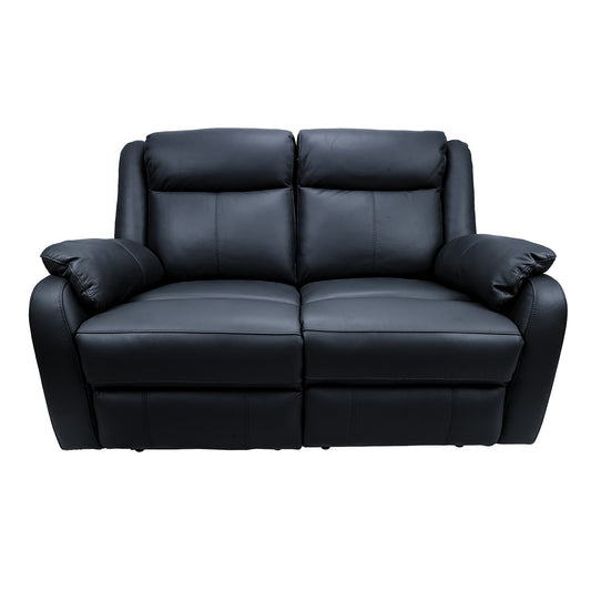 Bella 2 Seater Electric Recliner Genuine Leather Upholstered Lounge - Black - Cosy Abode