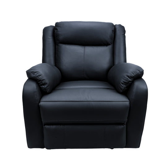 Bella 1 Seater Electric Recliner Genuine Leather Upholstered Lounge - Black - Cosy Abode