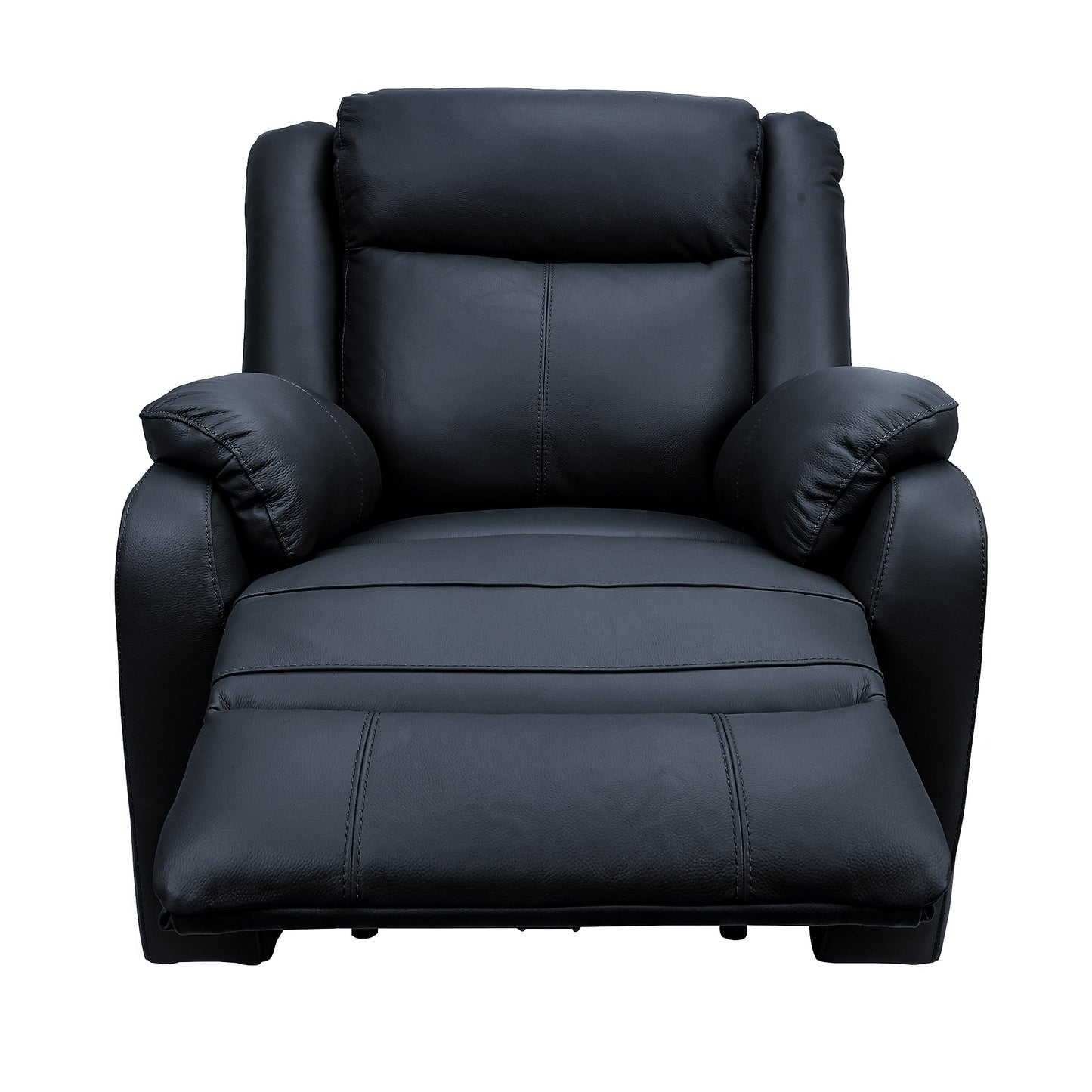 Bella 1 Seater Electric Recliner Genuine Leather Upholstered Lounge - Black - Cosy Abode