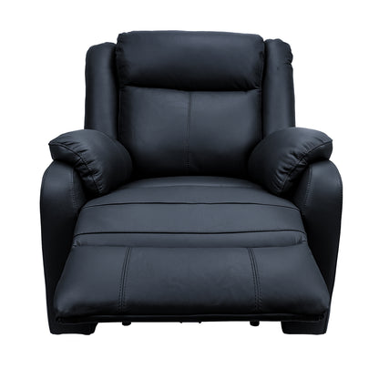 Bella 1 Seater Electric Recliner Genuine Leather Upholstered Lounge - Black - Cosy Abode