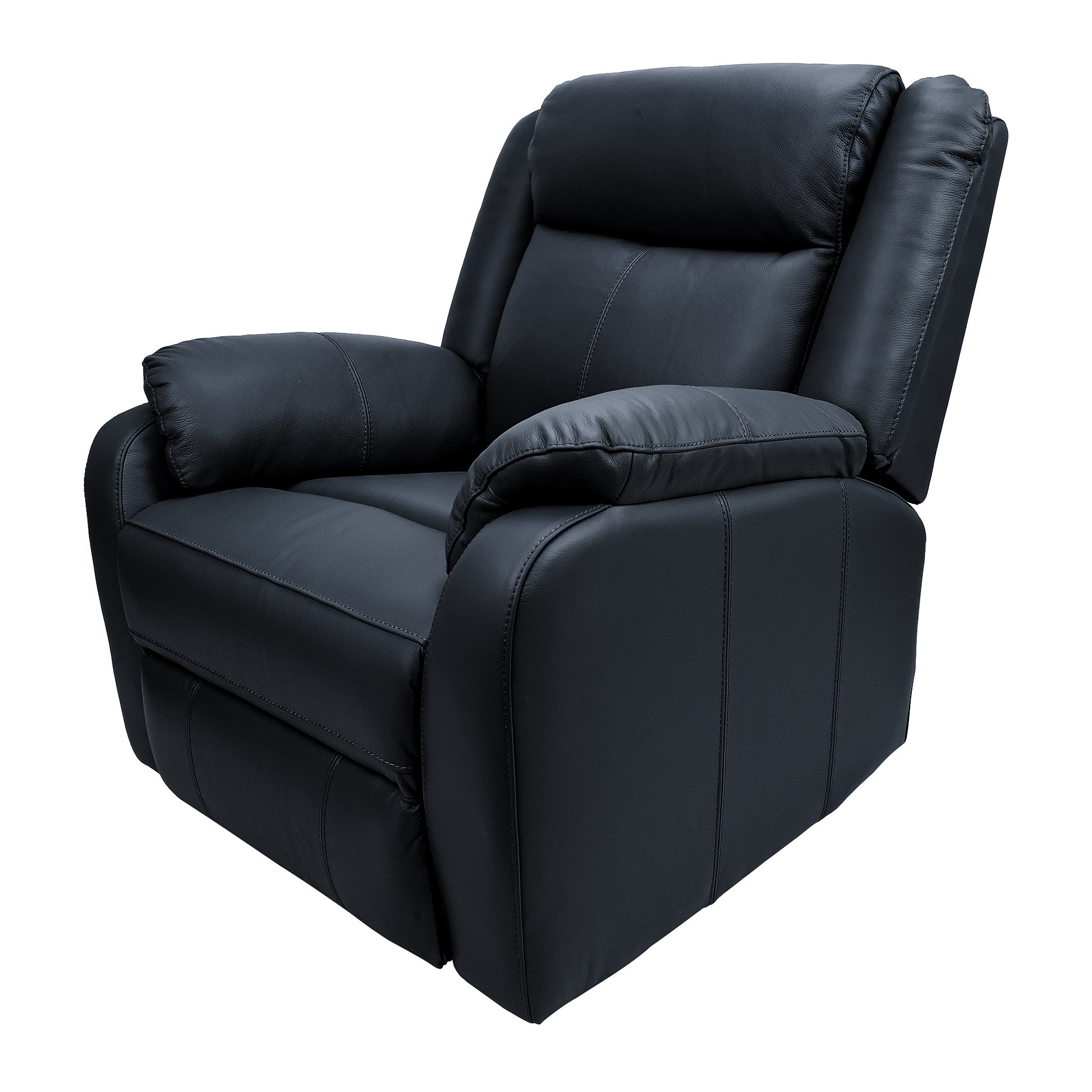 Bella 1 Seater Electric Recliner Genuine Leather Upholstered Lounge - Black - Cosy Abode