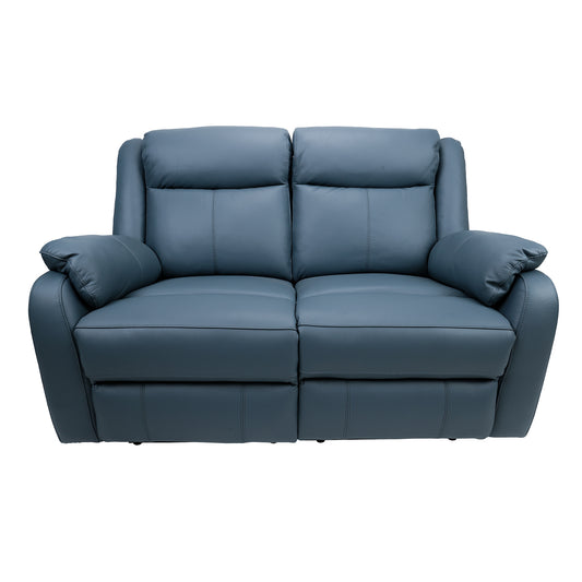 Bella 2 Seater Electric Recliner Genuine Leather Upholstered Lounge - Blue - Cosy Abode