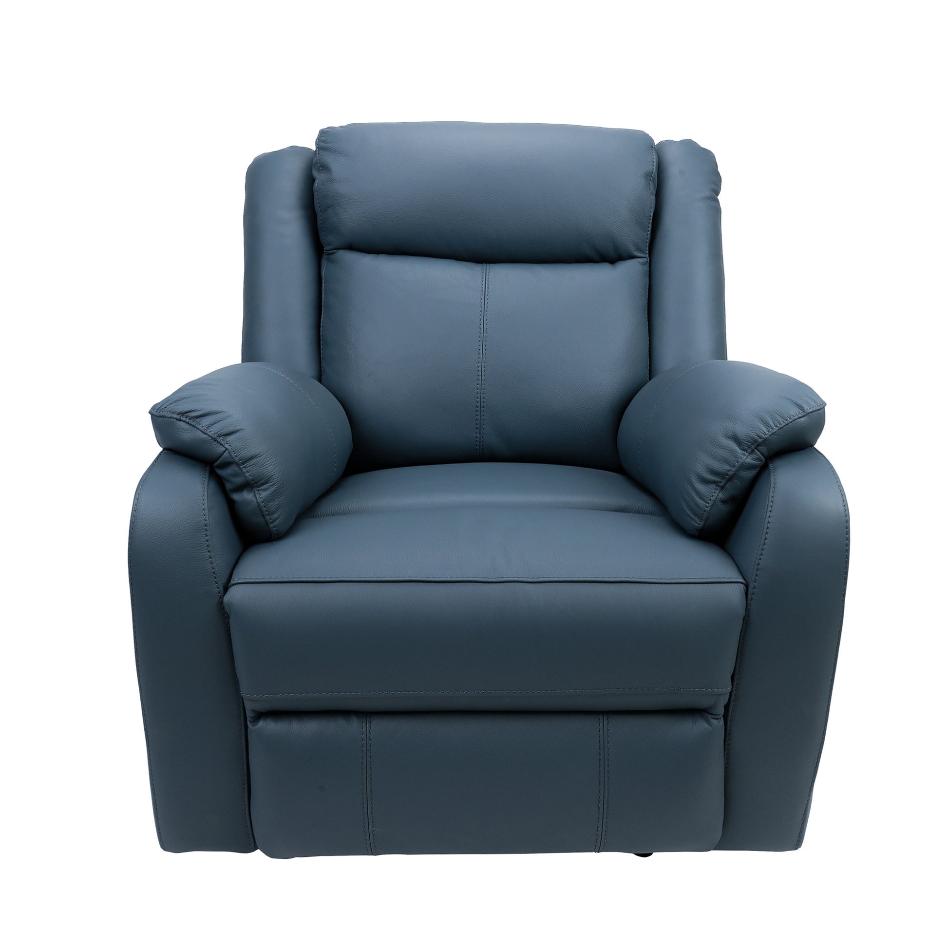 Bella 1 Seater Electric Recliner Genuine Leather Upholstered Lounge - Blue - Cosy Abode