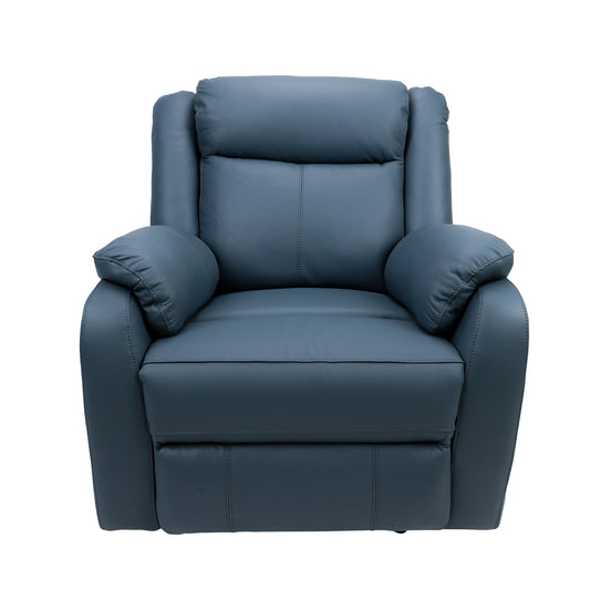 Bella 1 Seater Electric Recliner Genuine Leather Upholstered Lounge - Blue - Cosy Abode