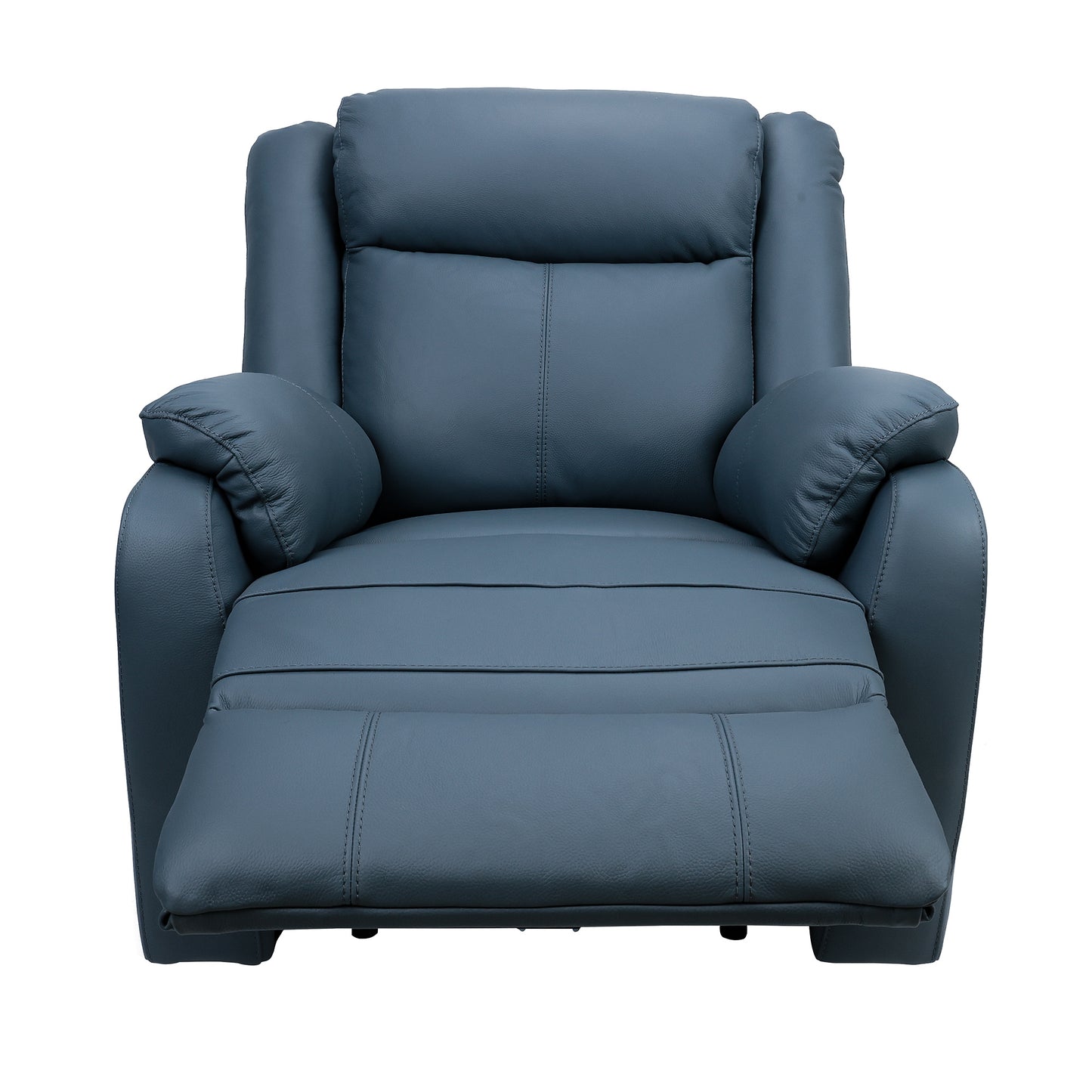 Bella 1 Seater Electric Recliner Genuine Leather Upholstered Lounge - Blue - Cosy Abode
