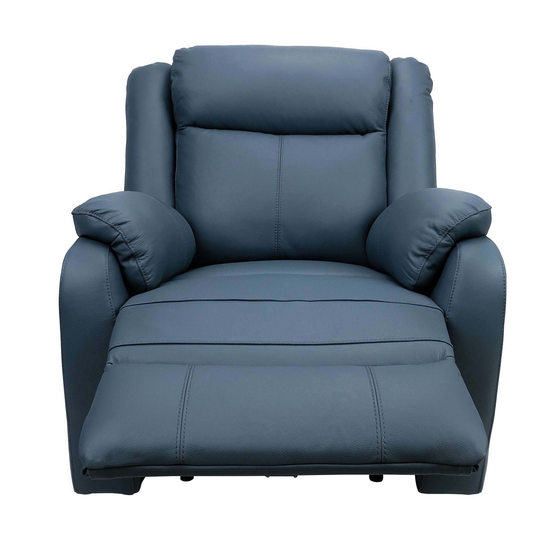 Bella 1 Seater Electric Recliner Genuine Leather Upholstered Lounge - Blue - Cosy Abode