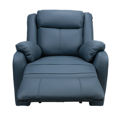 Bella 1 Seater Electric Recliner Genuine Leather Upholstered Lounge - Blue - Cosy Abode