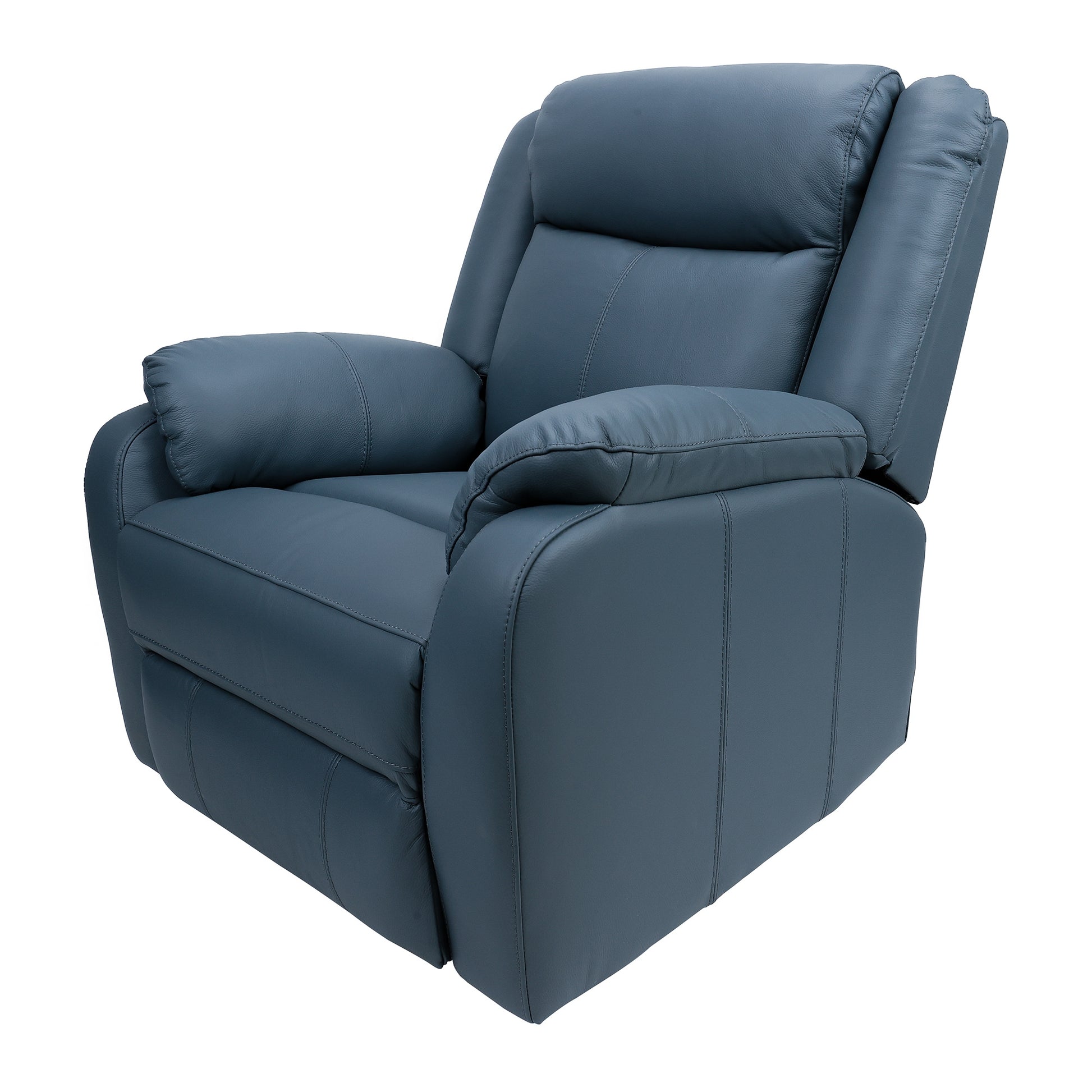 Bella 1 Seater Electric Recliner Genuine Leather Upholstered Lounge - Blue - Cosy Abode