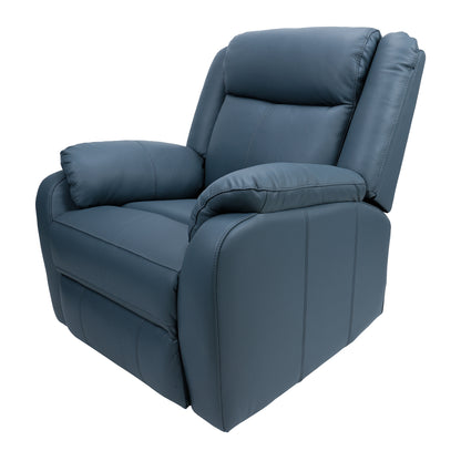 Bella 1 Seater Electric Recliner Genuine Leather Upholstered Lounge - Blue - Cosy Abode