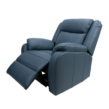 Bella 1 Seater Electric Recliner Genuine Leather Upholstered Lounge - Blue - Cosy Abode