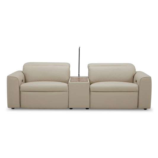 Hallie  2 Seater Genuine Leather Sofa Lounge Electric Powered Recliner Beige - Cosy Abode