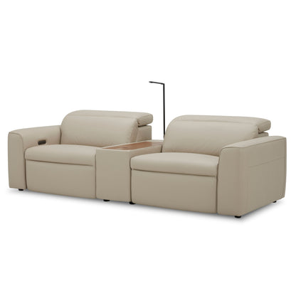 Hallie  2 Seater Genuine Leather Sofa Lounge Electric Powered Recliner Beige - Cosy Abode