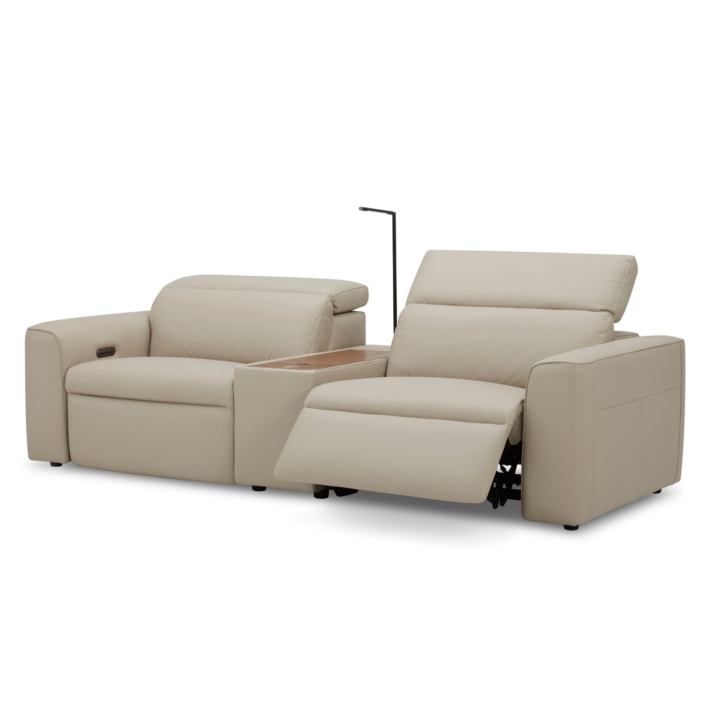 Hallie  2 Seater Genuine Leather Sofa Lounge Electric Powered Recliner Beige - Cosy Abode