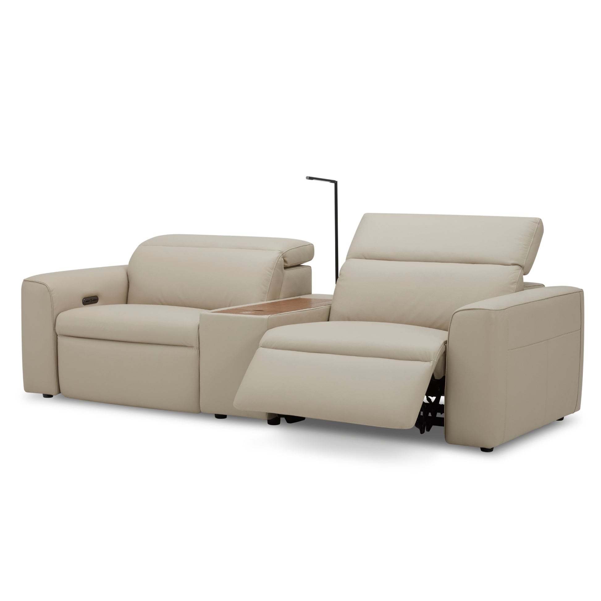 Hallie  2 Seater Genuine Leather Sofa Lounge Electric Powered Recliner Beige - Cosy Abode