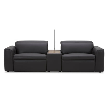 Hallie  2 Seater Genuine Leather Sofa Lounge Electric Powered Recliner Graphite - Cosy Abode