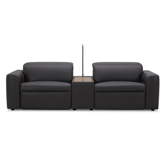 Hallie  2 Seater Genuine Leather Sofa Lounge Electric Powered Recliner Graphite - Cosy Abode
