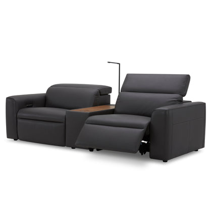 Hallie  2 Seater Genuine Leather Sofa Lounge Electric Powered Recliner Graphite - Cosy Abode