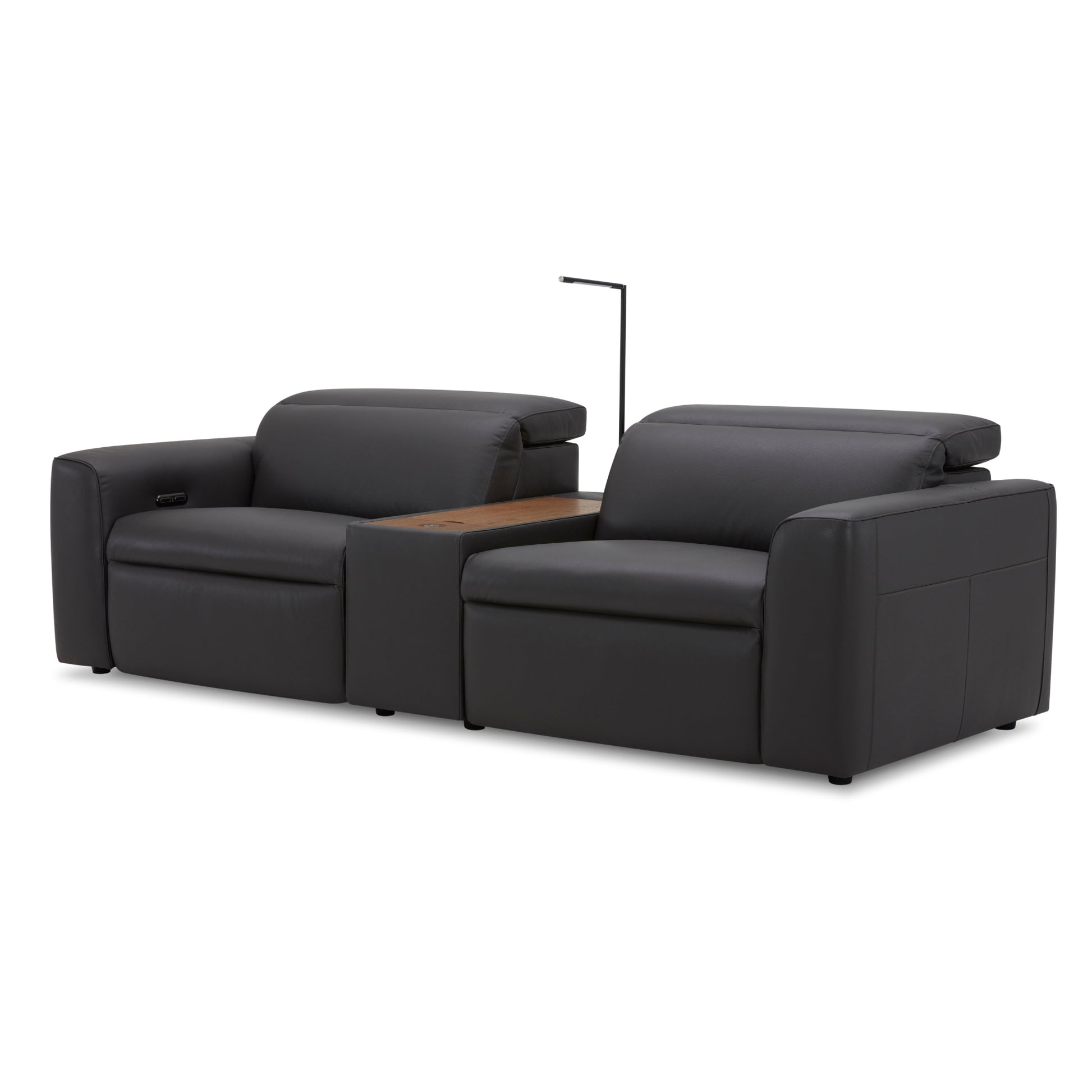 Hallie  2 Seater Genuine Leather Sofa Lounge Electric Powered Recliner Graphite - Cosy Abode