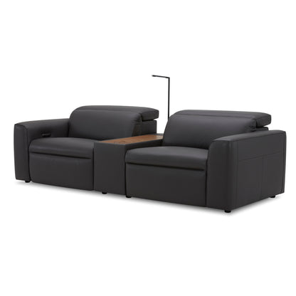 Hallie  2 Seater Genuine Leather Sofa Lounge Electric Powered Recliner Graphite - Cosy Abode