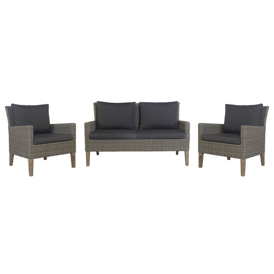 Byron 3pc Rattan Outdoor Sofa Set 2 Seater Wicker Lounge 2 Arm Chair - Cosy Abode