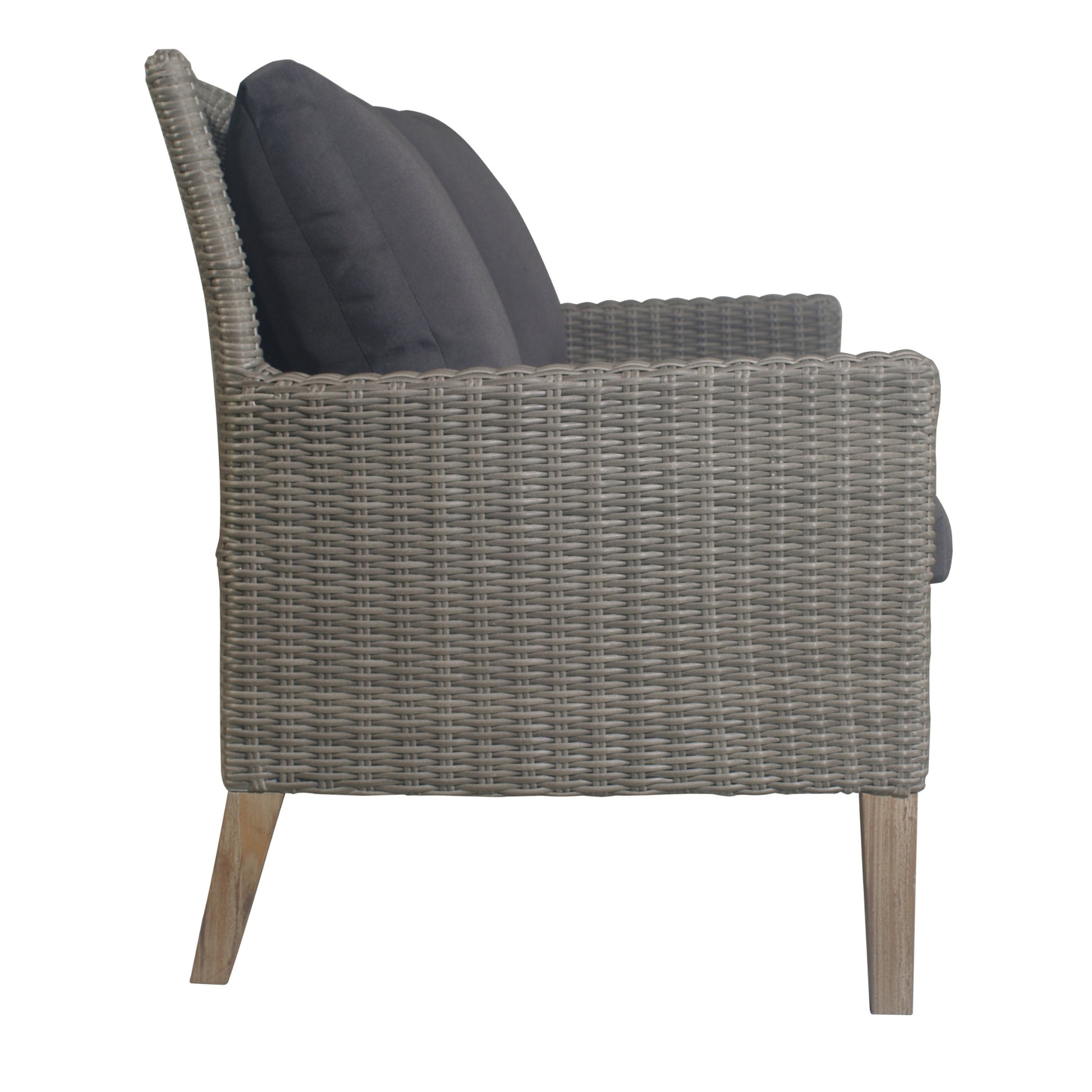 Byron 4pc Rattan Outdoor Sofa Set 2 Seater Wicker Lounge Grey Coffee Table - Cosy Abode