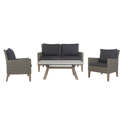 Byron 4pc Rattan Outdoor Sofa Set 2 Seater Wicker Lounge White Coffee Table - Cosy Abode
