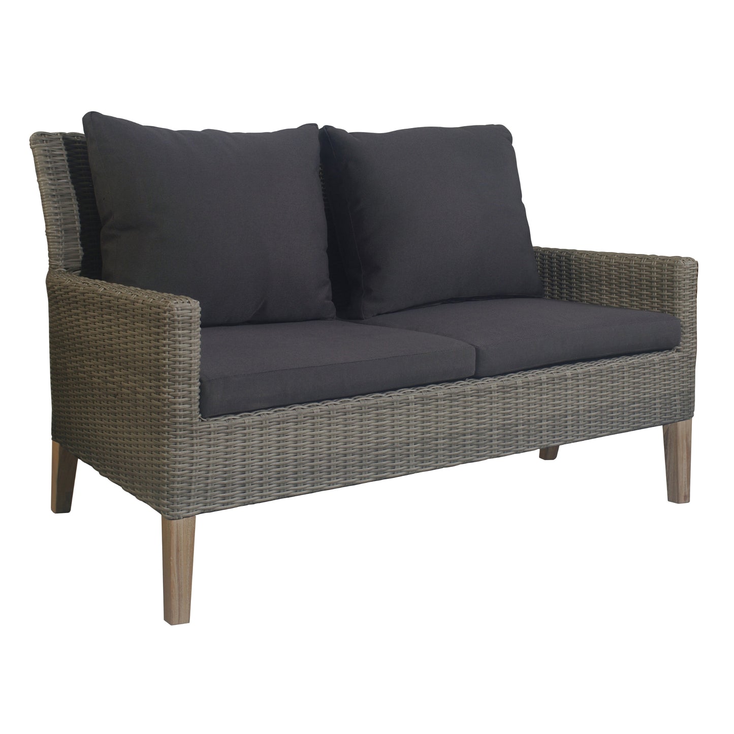 Byron 4pc Rattan Outdoor Sofa Set 2 Seater Wicker Lounge White Coffee Table - Cosy Abode