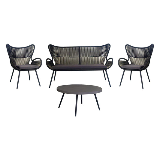 Cairns 4pc Outdoor Sofa Set with Cement Top Coffee Table - Cosy Abode