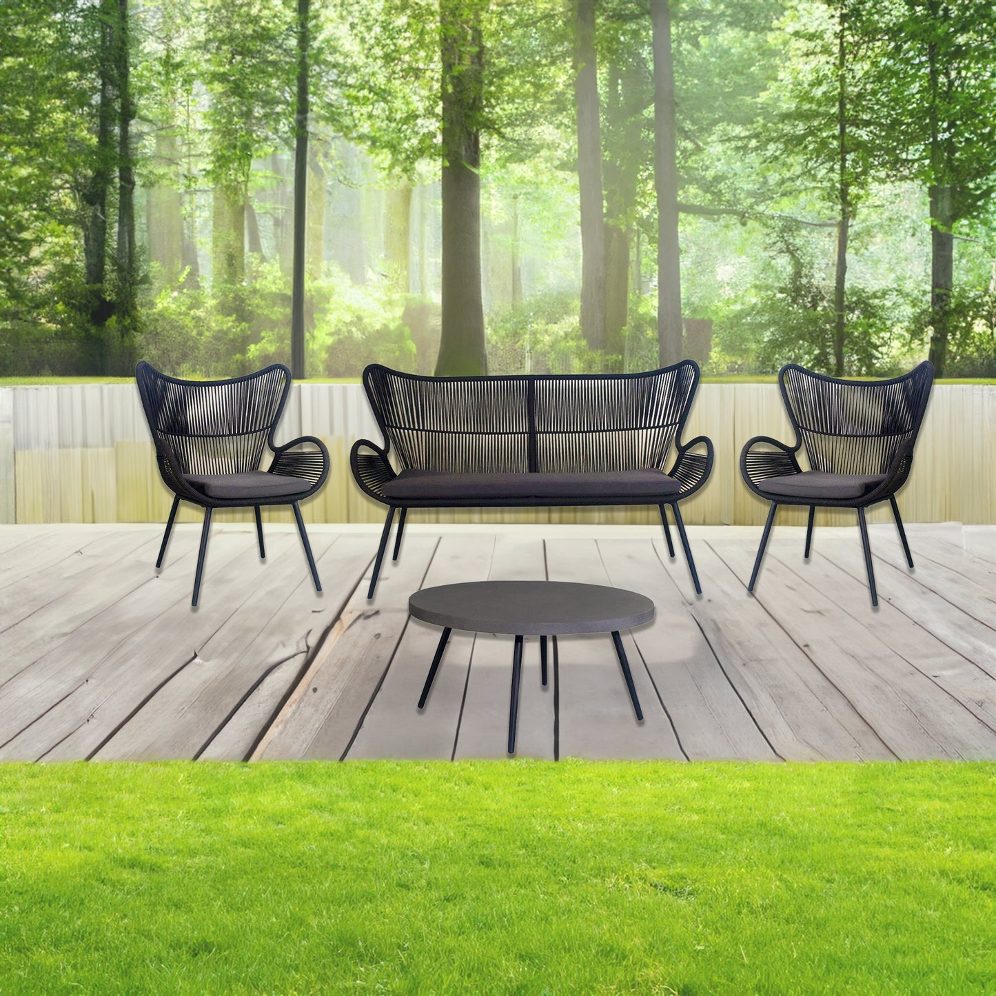 Cairns 4pc Outdoor Sofa Set with Cement Top Coffee Table - Cosy Abode