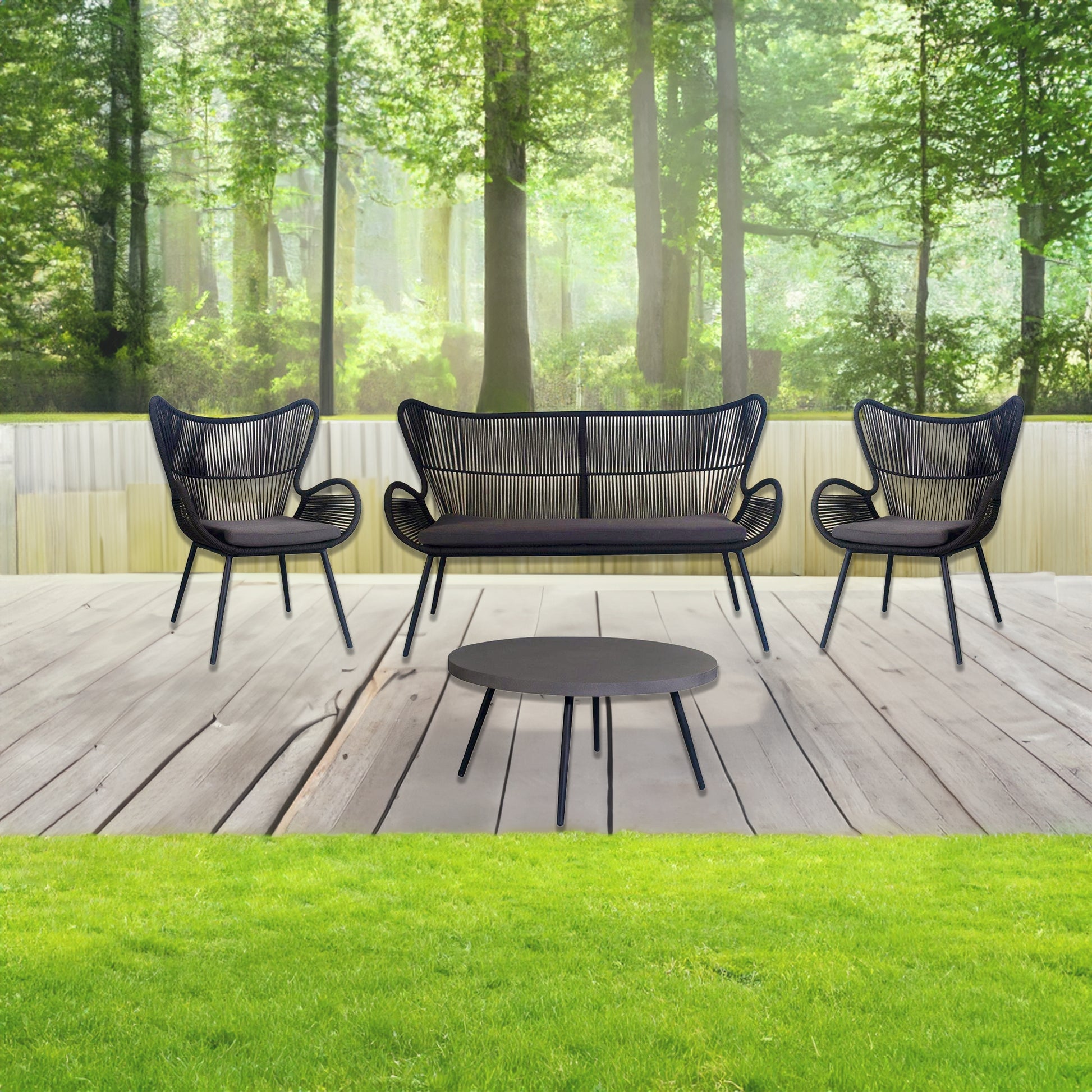 Cairns 4pc Outdoor Sofa Set with Cement Top Coffee Table - Cosy Abode