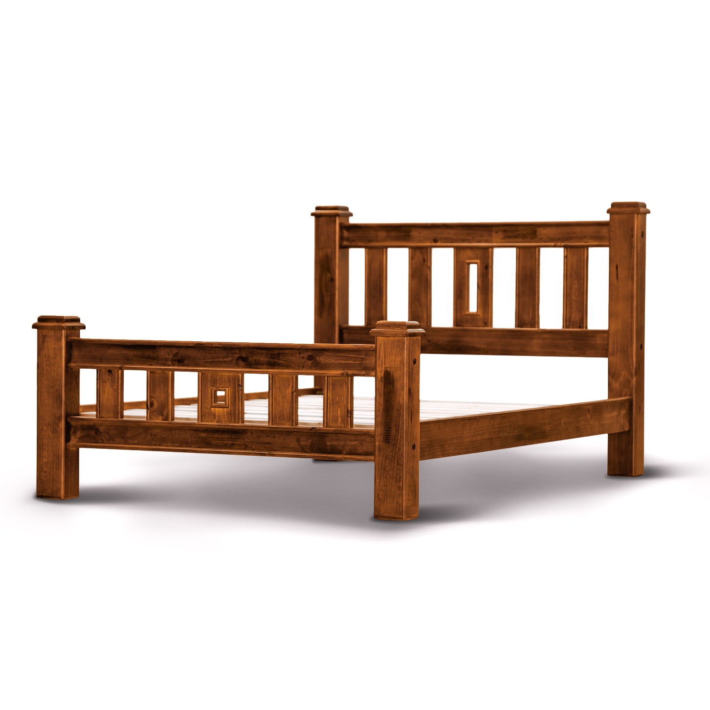 Umber Bed Frame Queen Size Mattress Base Solid Pine Timber Wood - Dark Brown - Cosy Abode