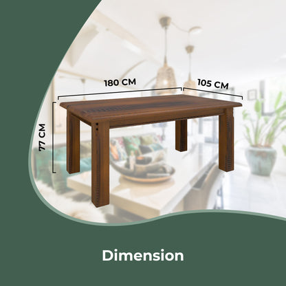 Umber 7pc Dining Set 180cm Table 6 Chair Solid Pine Wood Timber - Dark Brown - Cosy Abode