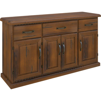 Umber Buffet Table 163cm 4 Door 3 Drawer Solid Pine Timber Wood - Dark Brown - Cosy Abode