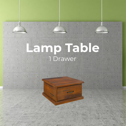 Umber Lamp Table Solid Pine Wood 1 Drawer Coffee Side Desk Sofa End - Dark Brown - Cosy Abode