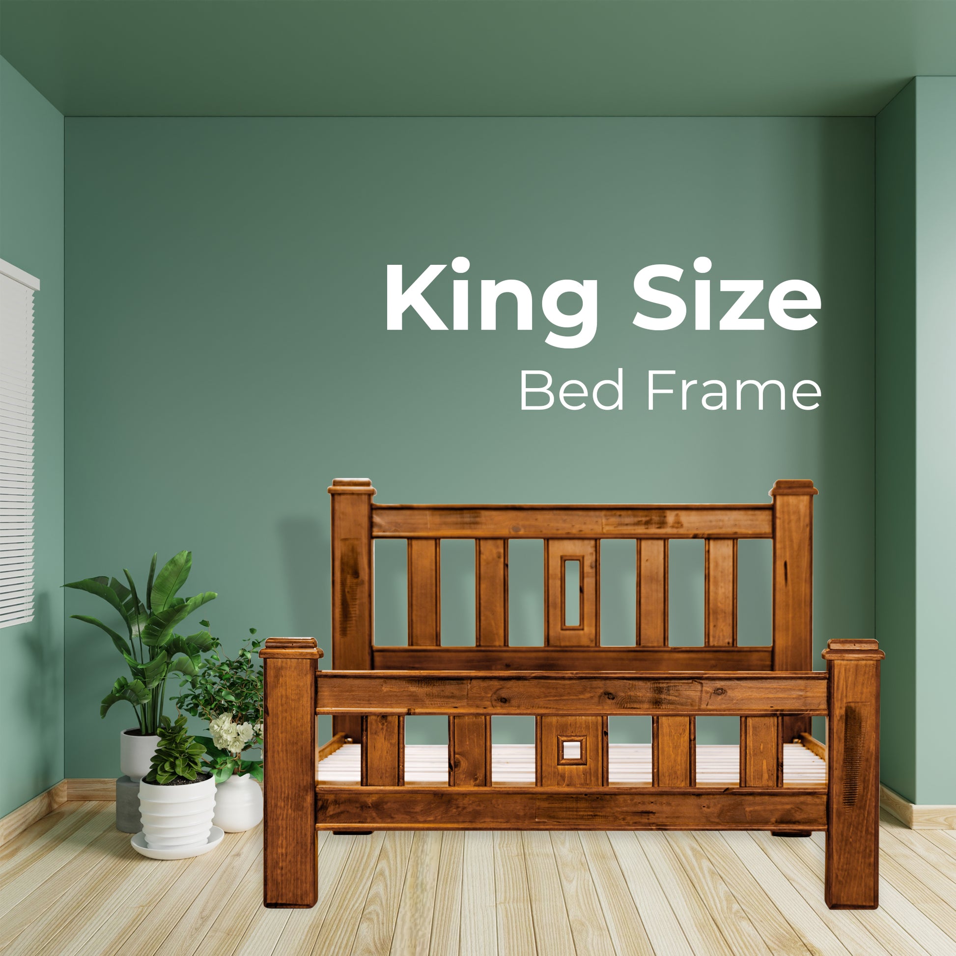 Umber Bed Frame King Size Mattress Base Solid Pine Timber Wood - Dark Brown - Cosy Abode