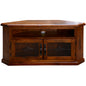 Umber Corner ETU Entertainment TV Unit 126cm 2 Door Solid Pine Wood - Dark Brown - Cosy Abode
