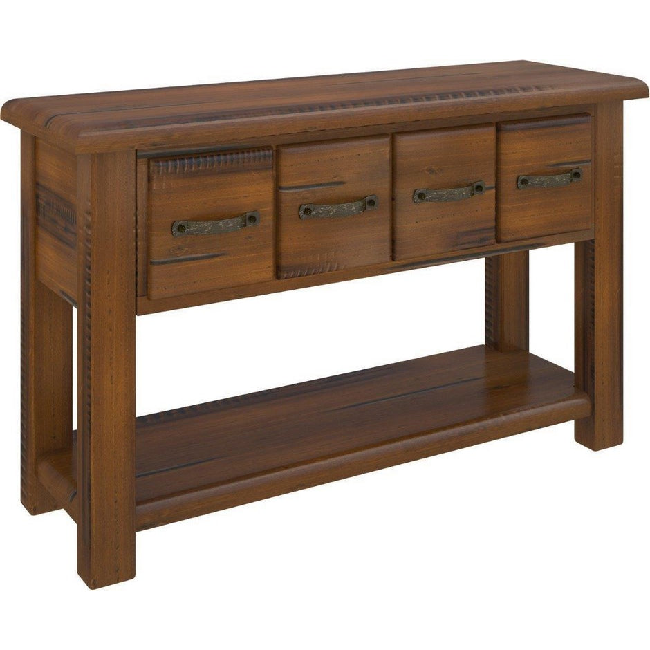 Umber Console Hallway Entry Table 136cm Solid Pine Timber Wood - Dark Brown - Cosy Abode